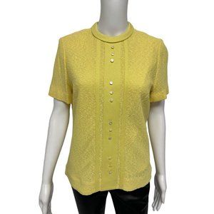 Vintage Susan Thomas Women's Short Sleeve Yellow Button Up Blouse Size 16
